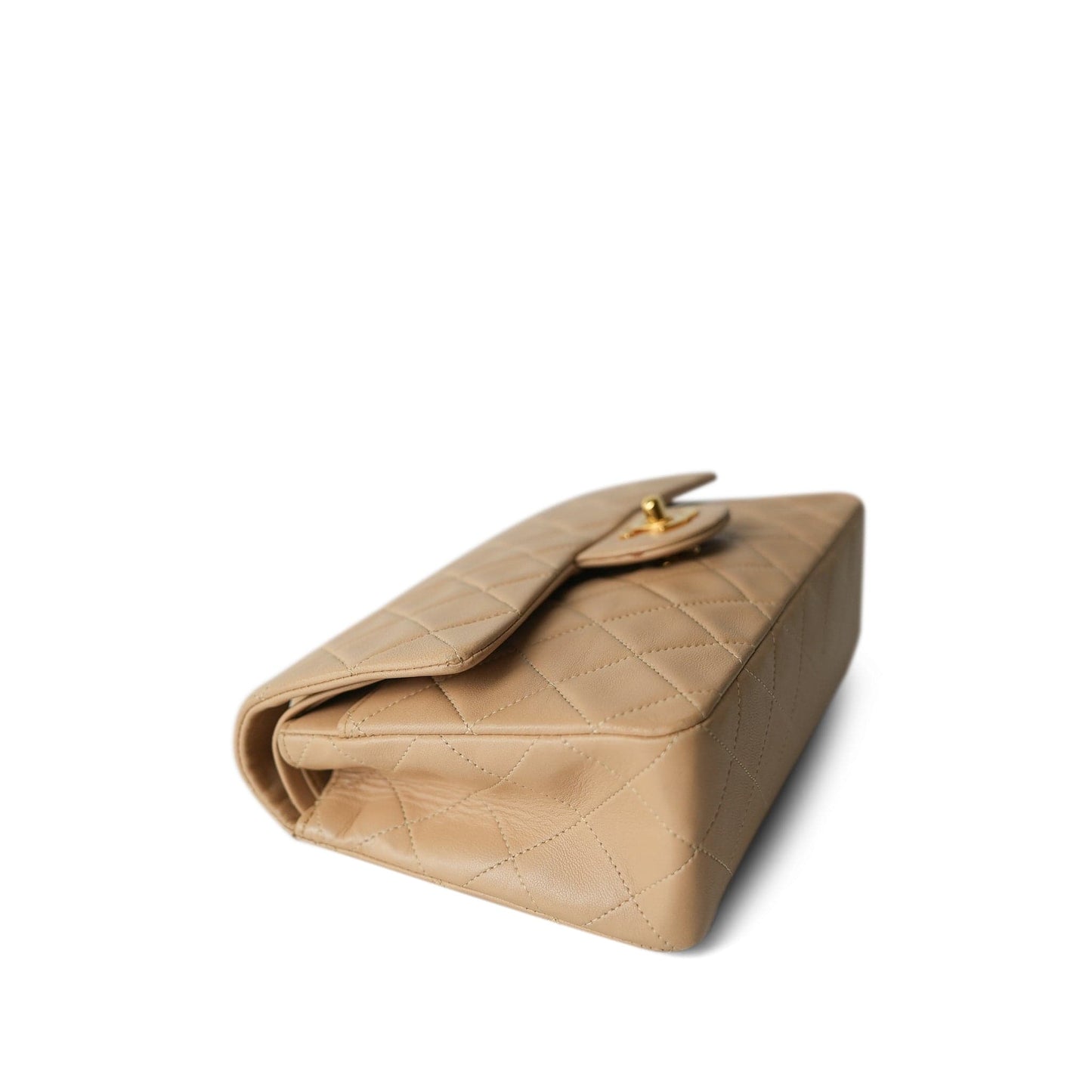 Vintage Light Beige Lambskin Quilted Classic Flap Small GHW