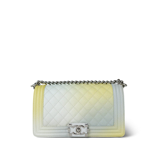 18P Cuba Rainbow Caviar Quilted Boy Bag Old Medium Silver Hardware