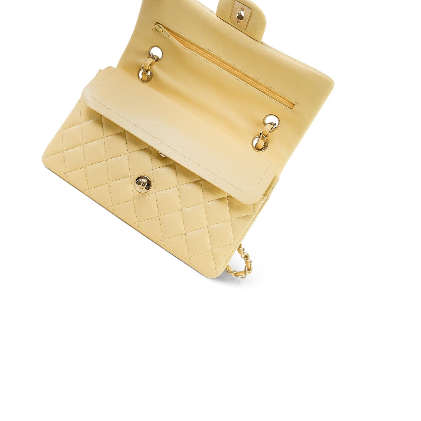 21C Yellow Lambskin Quilted Classic Flap Small Light Gold Hardware