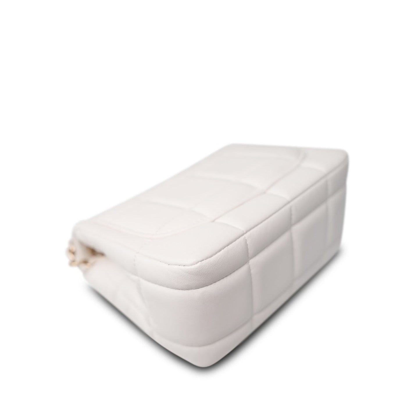 White Lambskin Quilted Monacoco Mini Square Flap LGHW