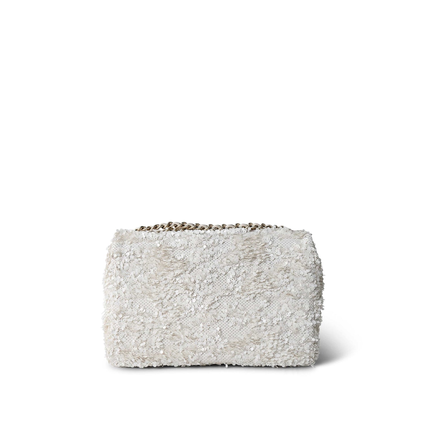White Sequin Mini Rectangular Flap Bag LGHW