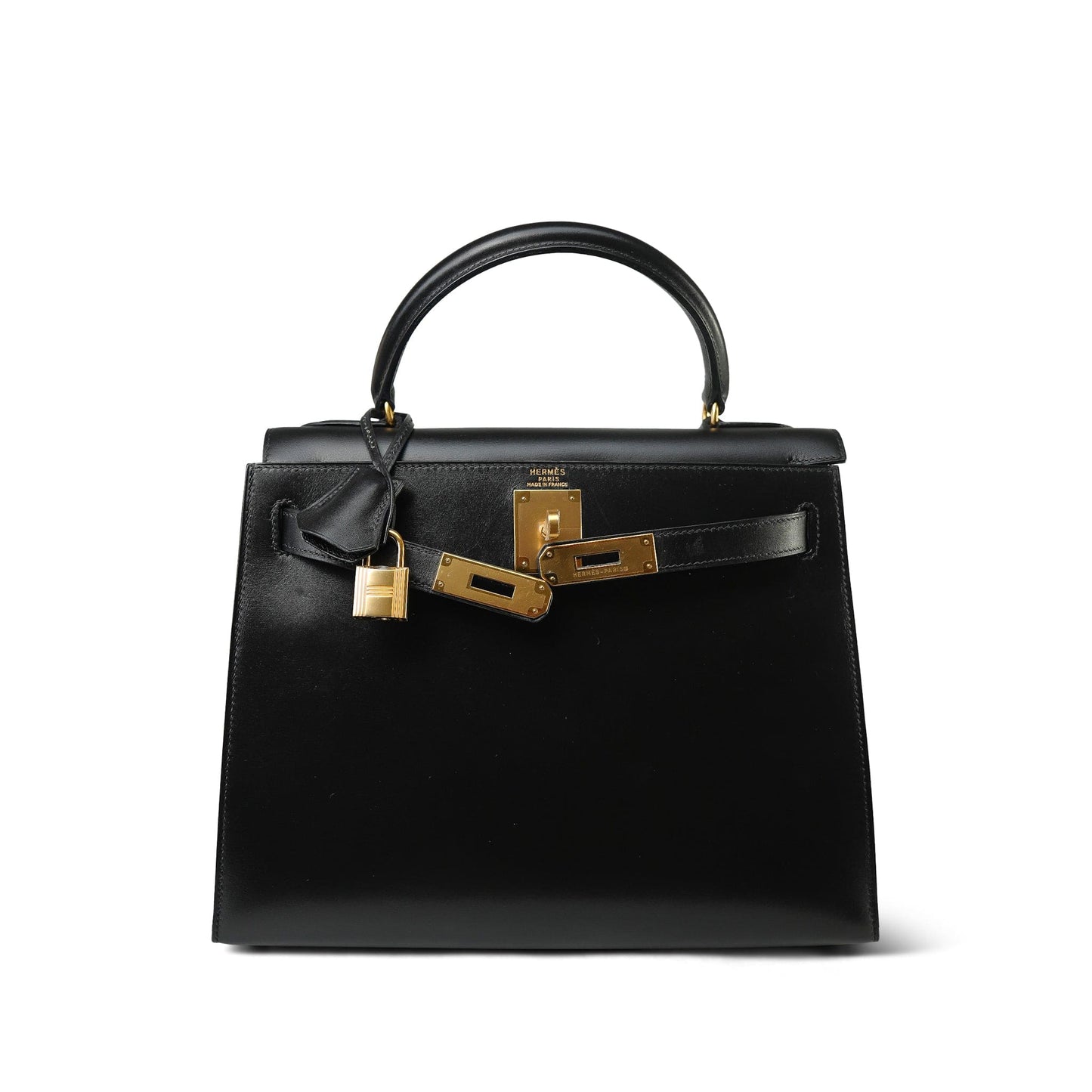 Vintage Kelly Sellier 28 Black Box Calfskin Gold Plated (Y) Stamp