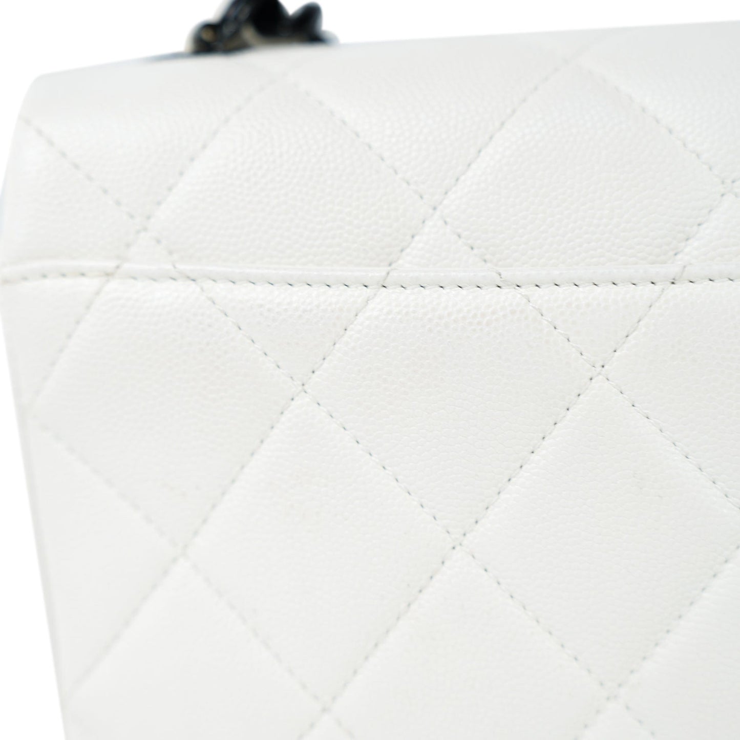 White Caviar Quilted My Everything Flap Black Hardware