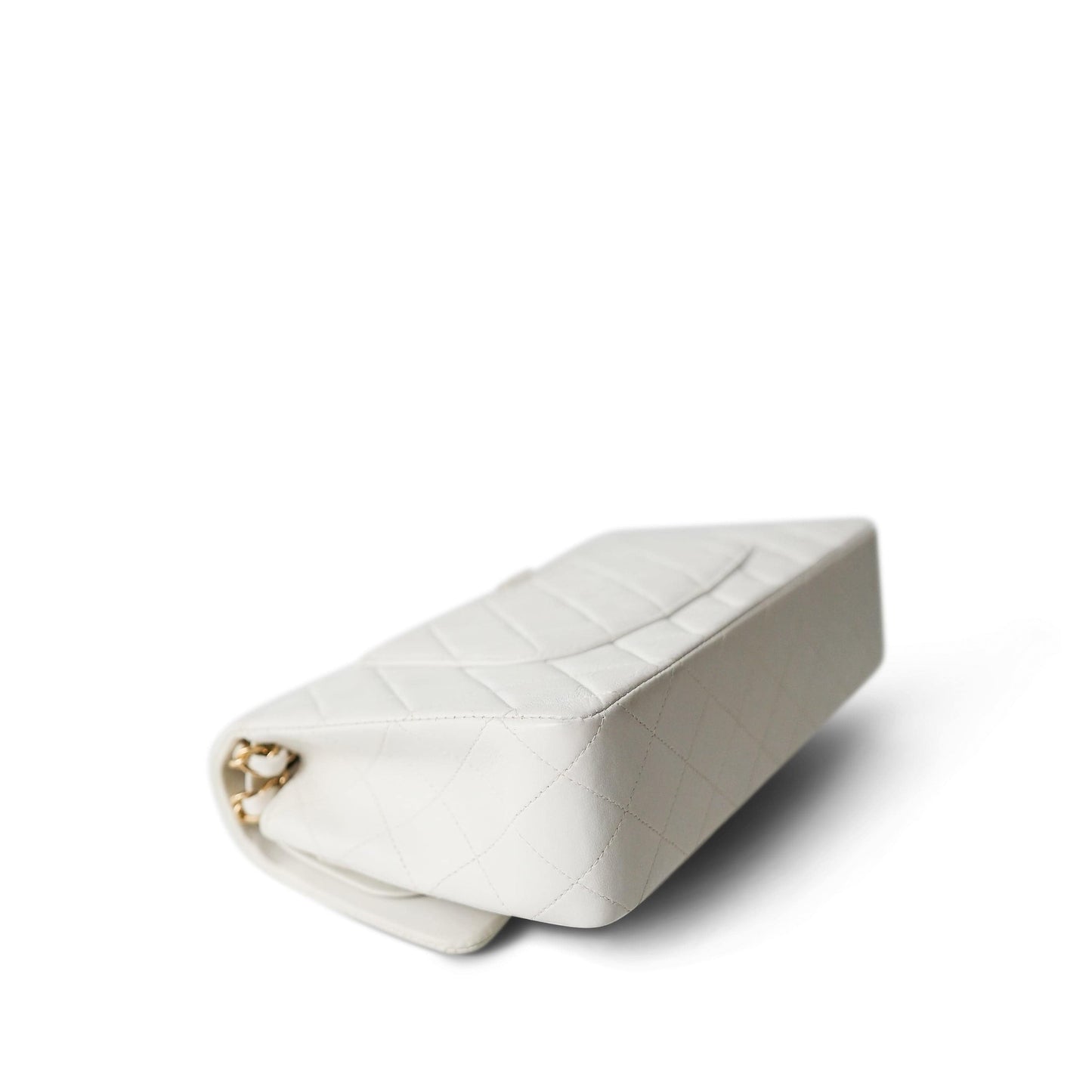 White Lambskin Quilted Classic Flap Medium Gold Hardware