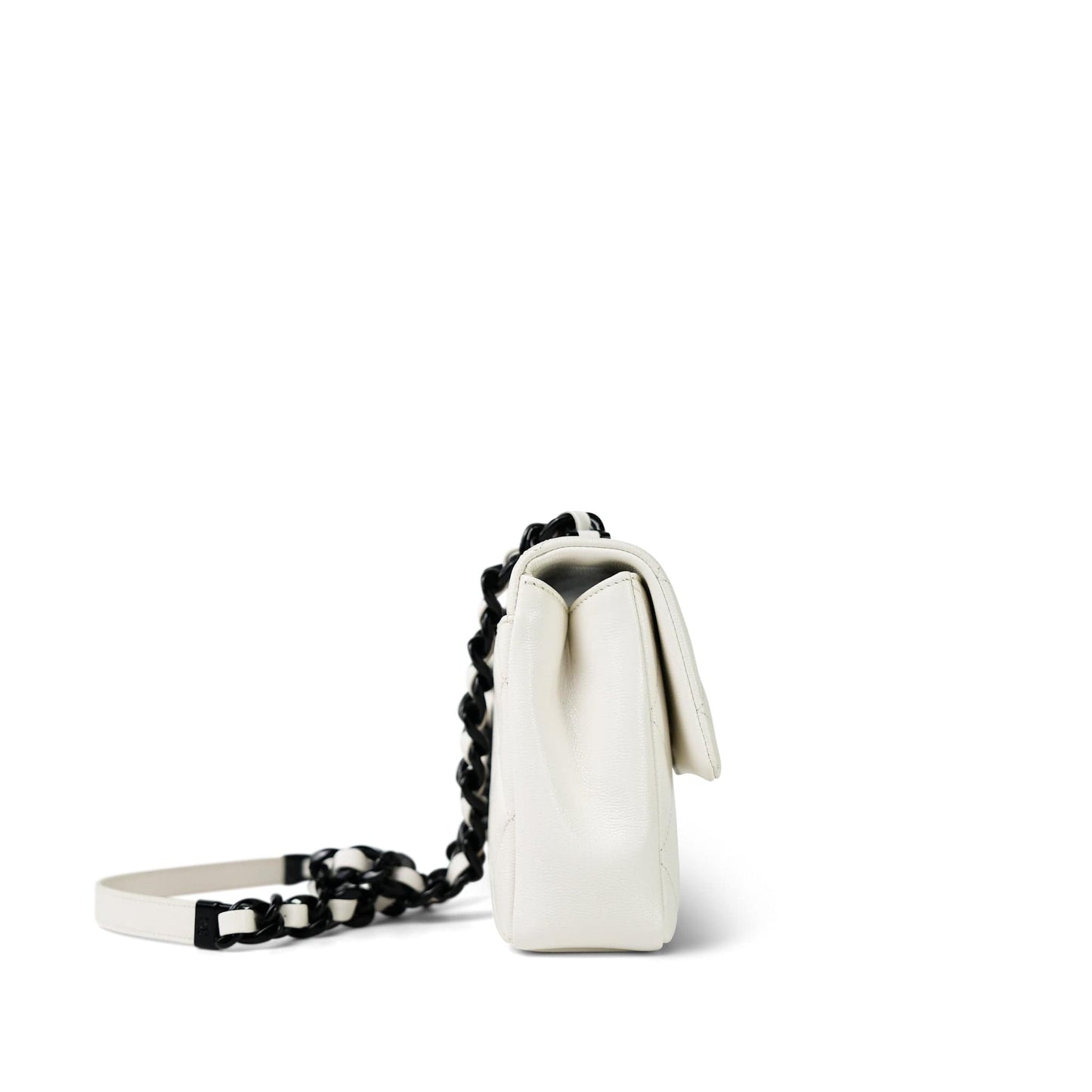 White Caviar Quilted My Everything Flap Black Hardware