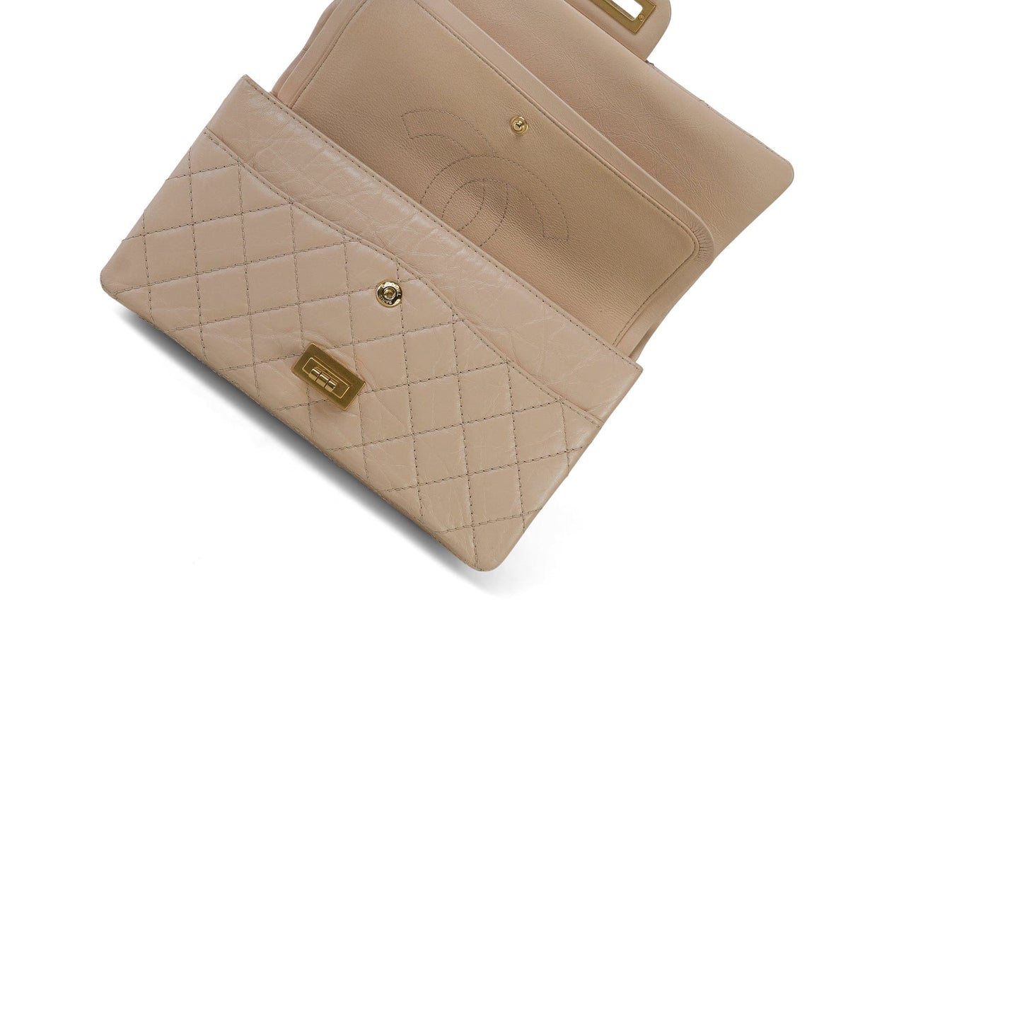 18A Beige Crumpled Calfskin Quilted Reissue 2.55 225 Aged Gold Hardware