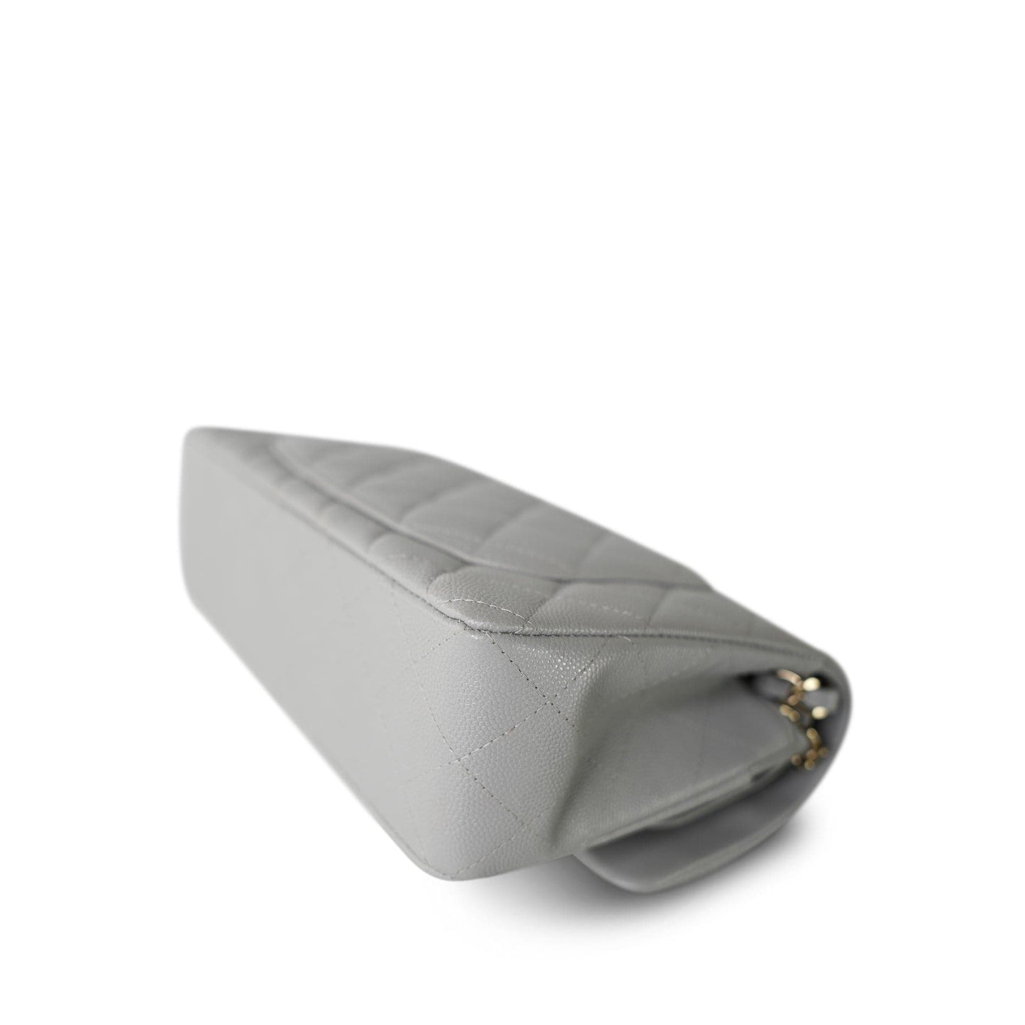 21A Grey Caviar Quilted Classic Flap Small Light Gold Hardware