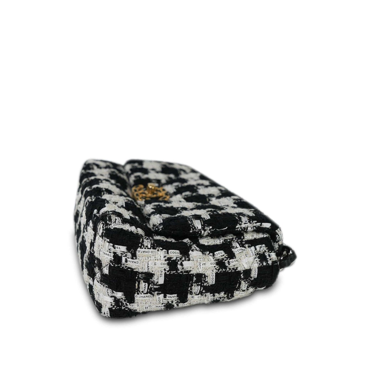 20S Ecru Black & White Tweed Quilted 19 Flap Small Mixed Hardware