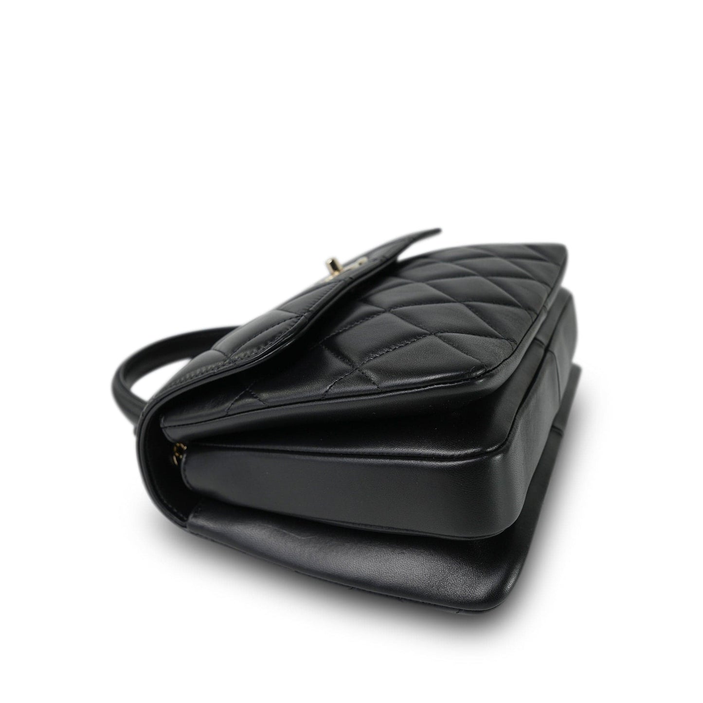 21S Black Lambskin Quilted Small Trendy CC Light Gold Hardware