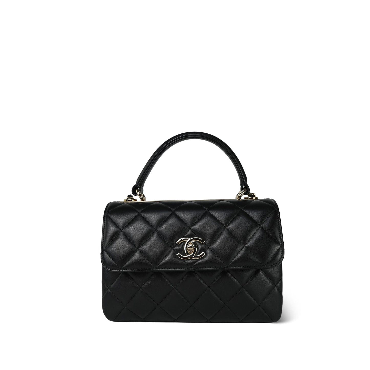 21S Black Lambskin Quilted Small Trendy CC Light Gold Hardware