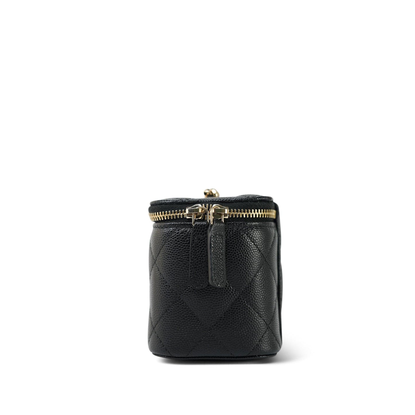 21S Black Caviar Quilted Mini Clutch With Chain Light Gold Hardware