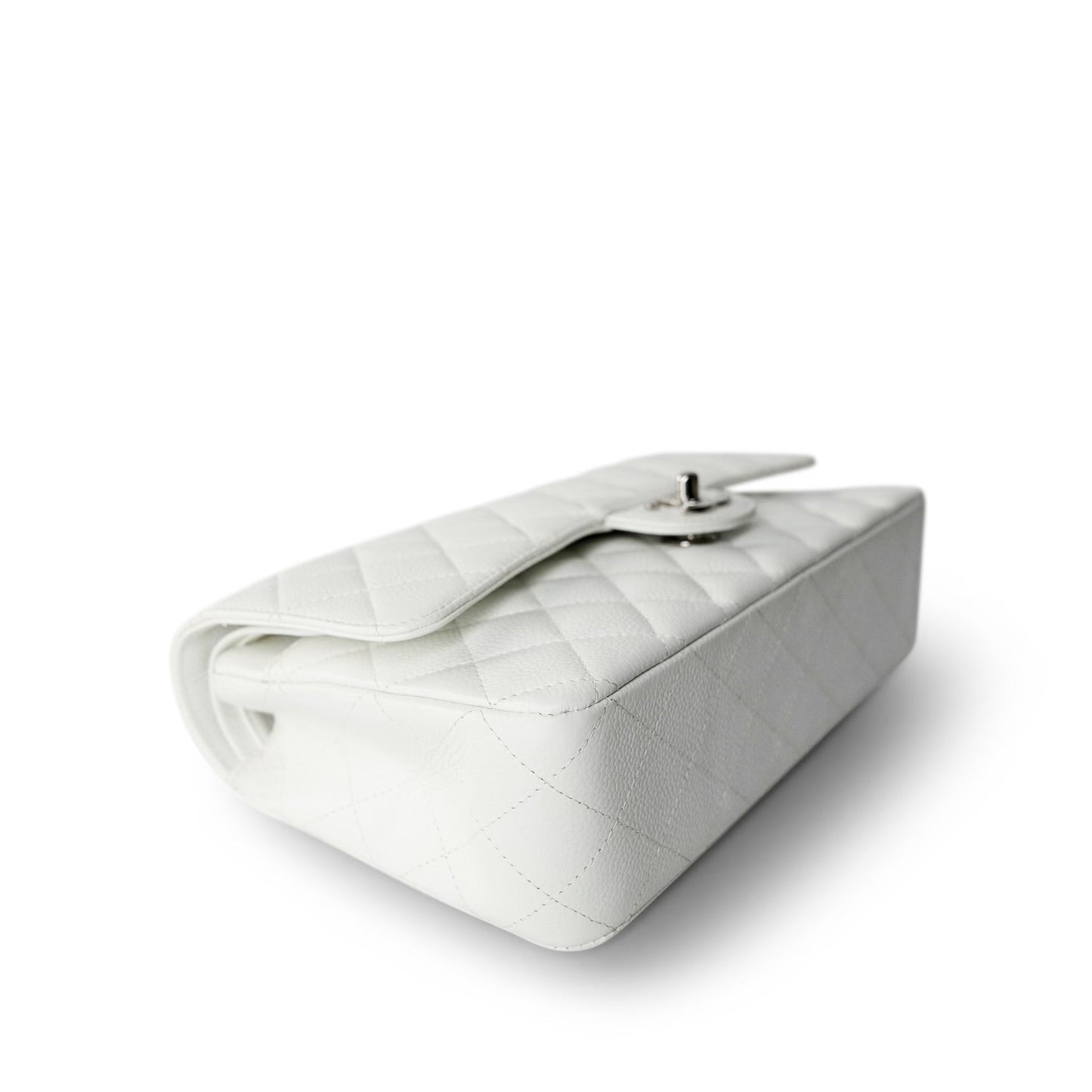 White Caviar Quilted Classic Flap Medium Silver Hardware