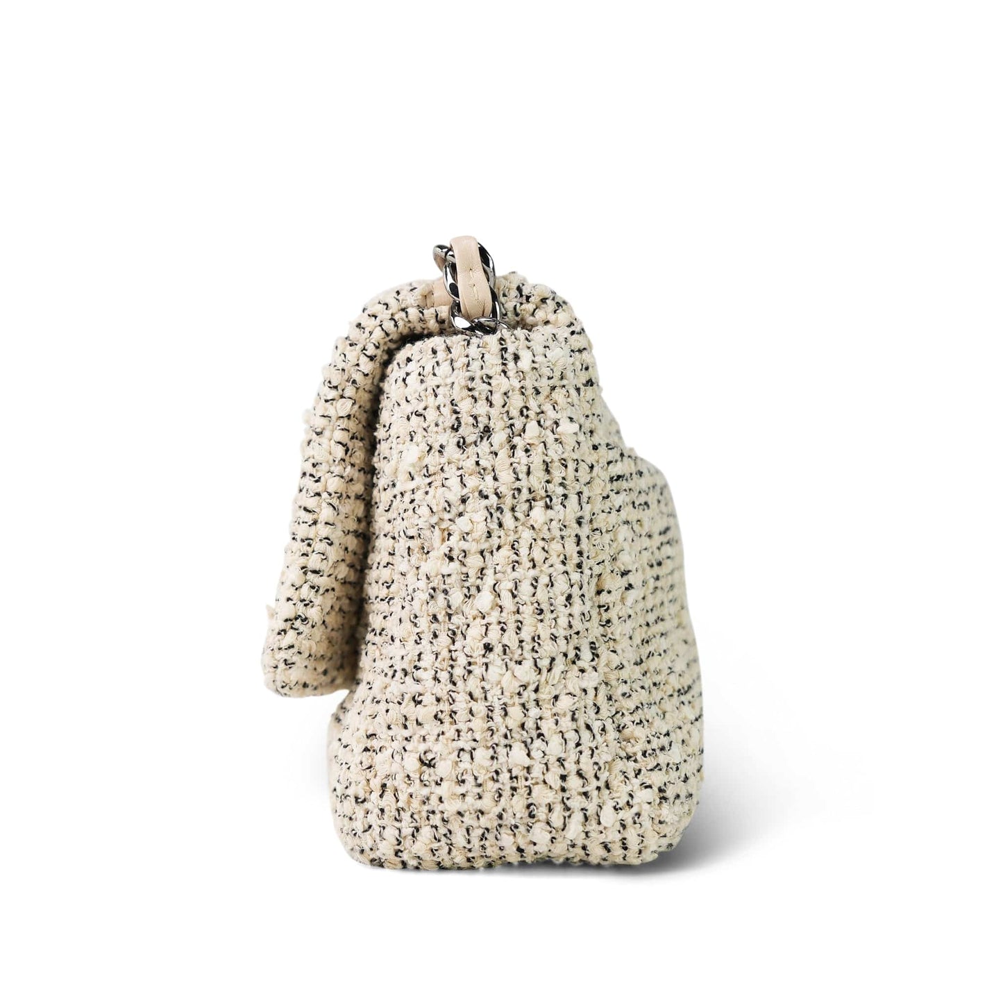 21S Ecru Black & White Tweed Quilted Small 19 Flap Mixed Hardware