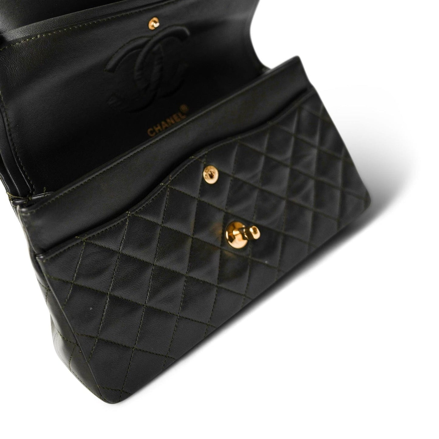 Vintage Green/Grey Lambskin Quilted Classic Flap GHW