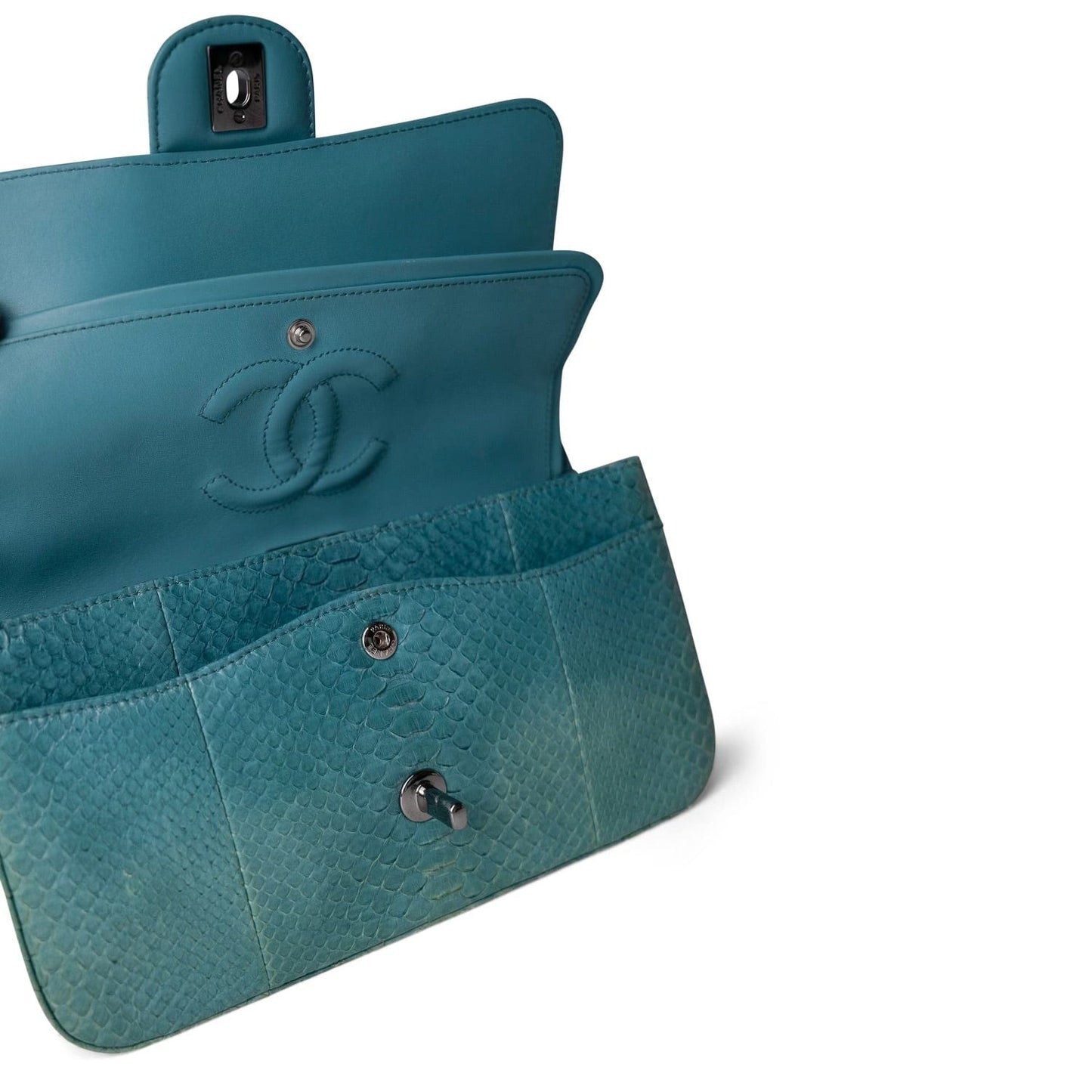 Turquoise Python Medium Classic Double Flap