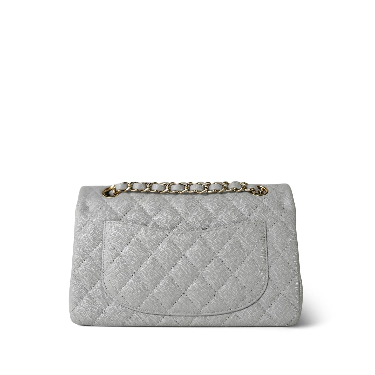21A Grey Caviar Quilted Classic Flap Small Light Gold Hardware