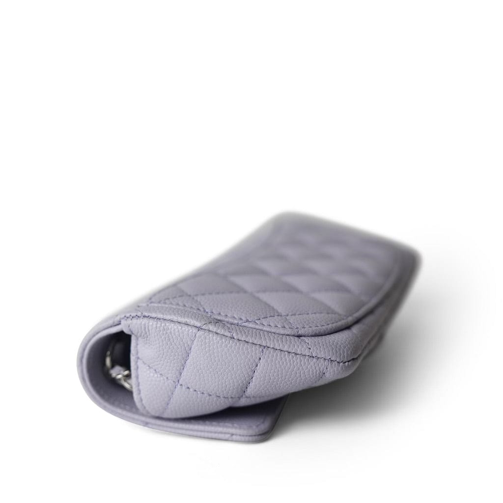 21K Lilac Caviar Quilted Classic Sunglasses Case with Chain SHW