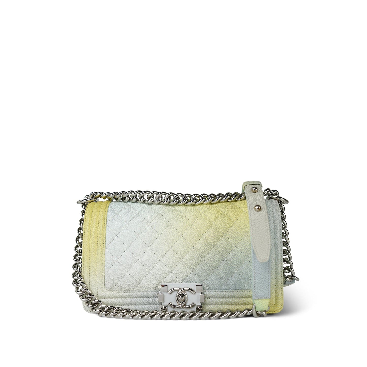 18P Cuba Rainbow Caviar Quilted Boy Bag Old Medium Silver Hardware