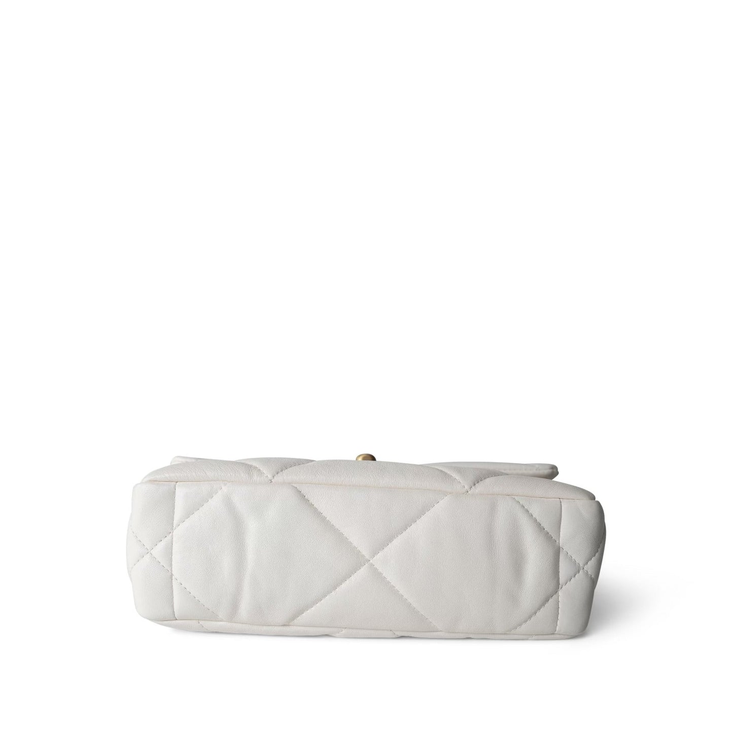 21P White Lambskin Quilted 19 Flap Small Mixed Hardware