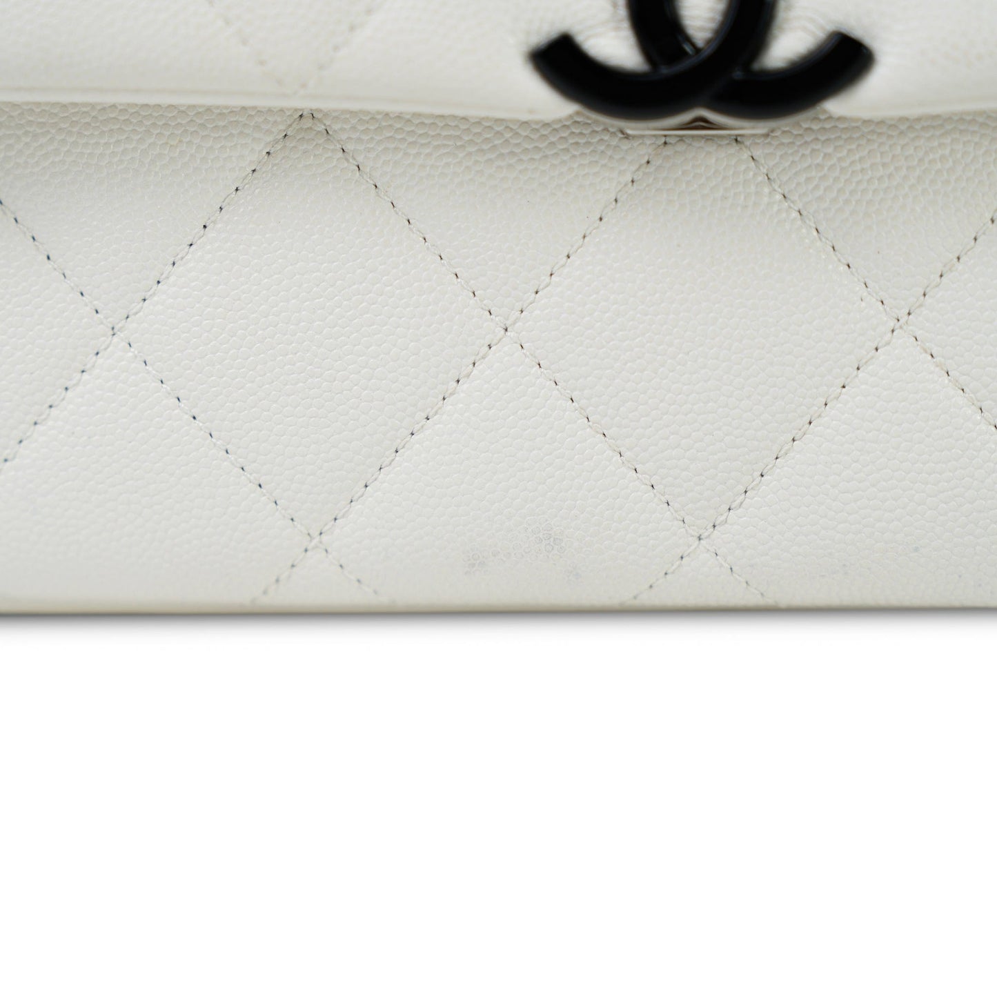 White Caviar Quilted My Everything Flap Black Hardware