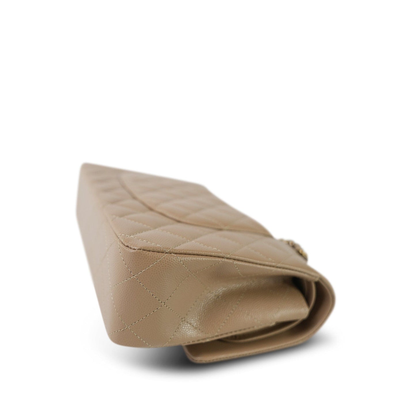 22A Dark Beige Quilted Caviar Classic Flap Medium LGHW