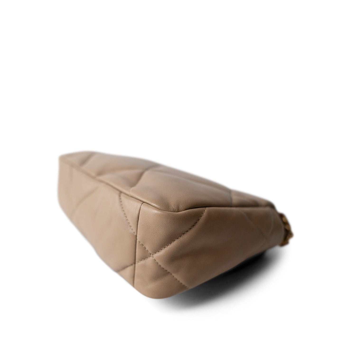 21S Dark Beige Lambskin Quilted 19 Flap Small Mixed Hardware