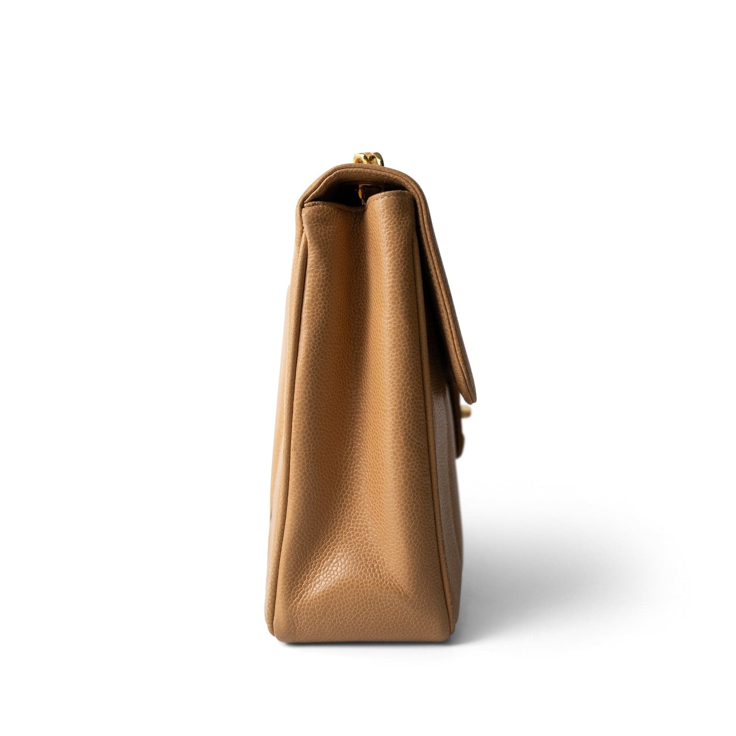 Vintage Mademoiselle Beige Caviar Vertical Flap Jumbo Gold Hardware