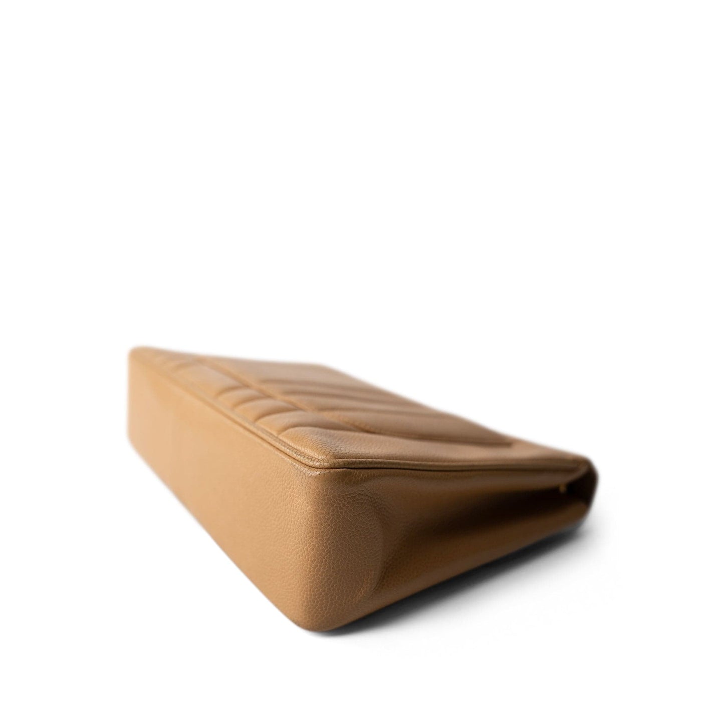 Vintage Mademoiselle Beige Caviar Vertical Flap Jumbo Gold Hardware