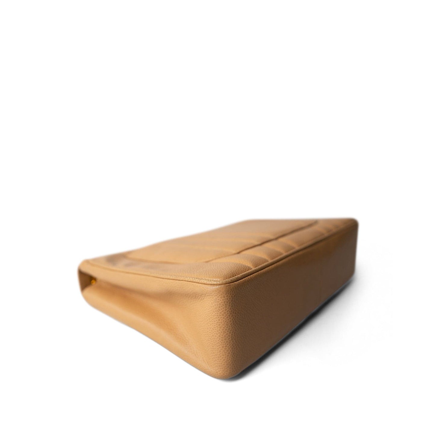 Vintage Mademoiselle Beige Caviar Vertical Flap Jumbo Gold Hardware