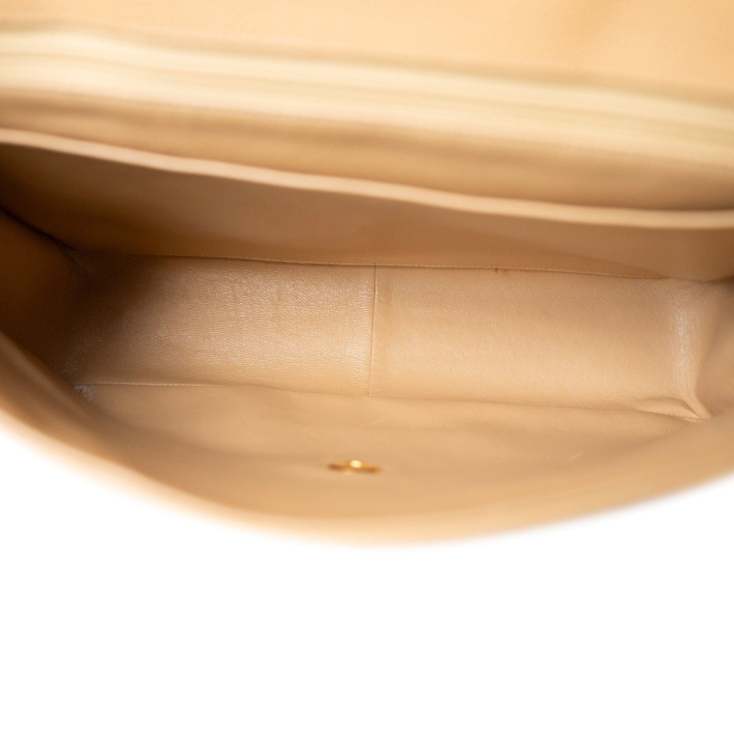 Vintage Mademoiselle Beige Caviar Vertical Flap Jumbo Gold Hardware