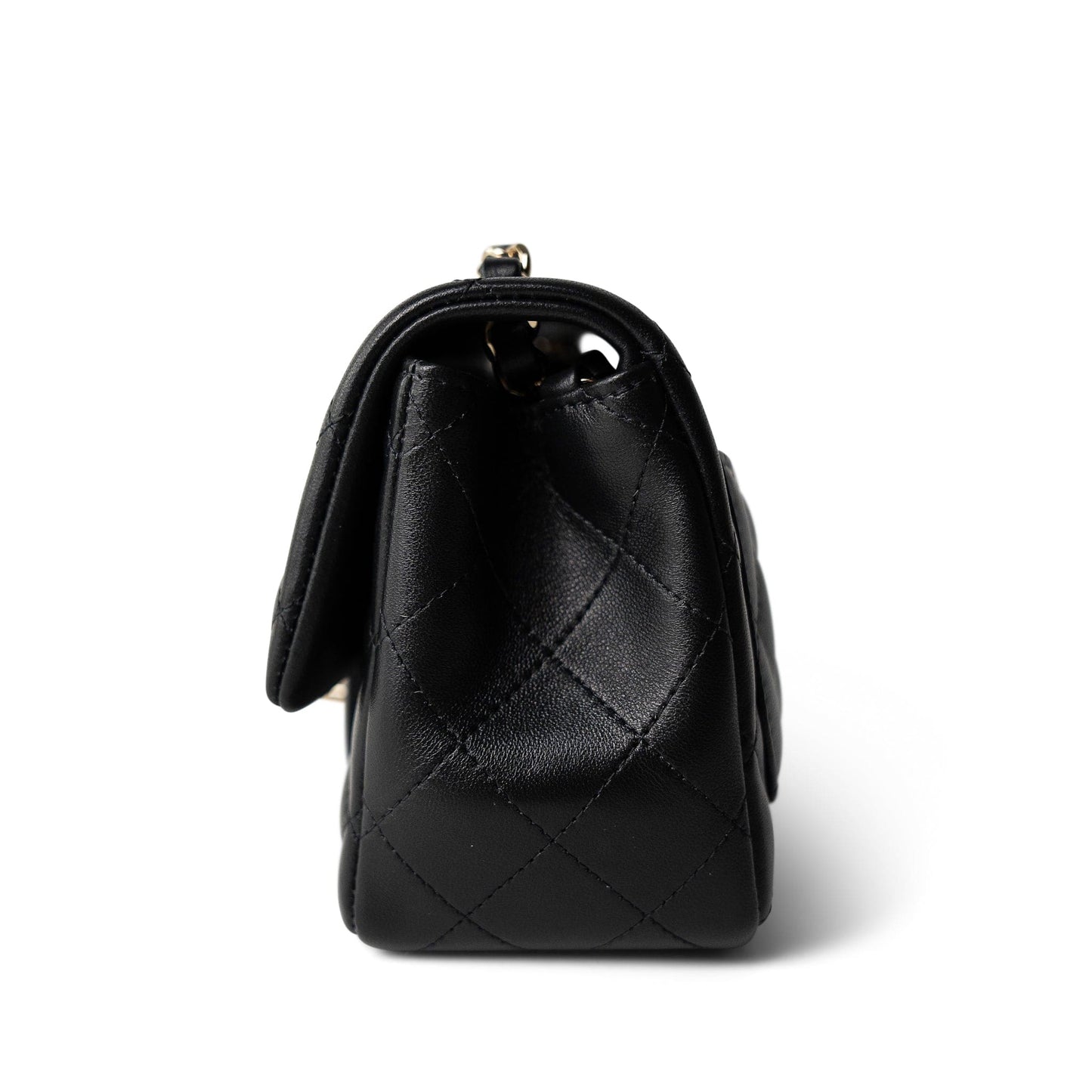 21P Black Lambskin Quilted Mini Square Flap Light Gold Hardware