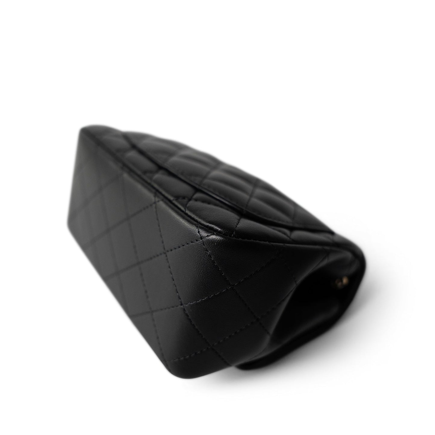 21P Black Lambskin Quilted Mini Square Flap Light Gold Hardware