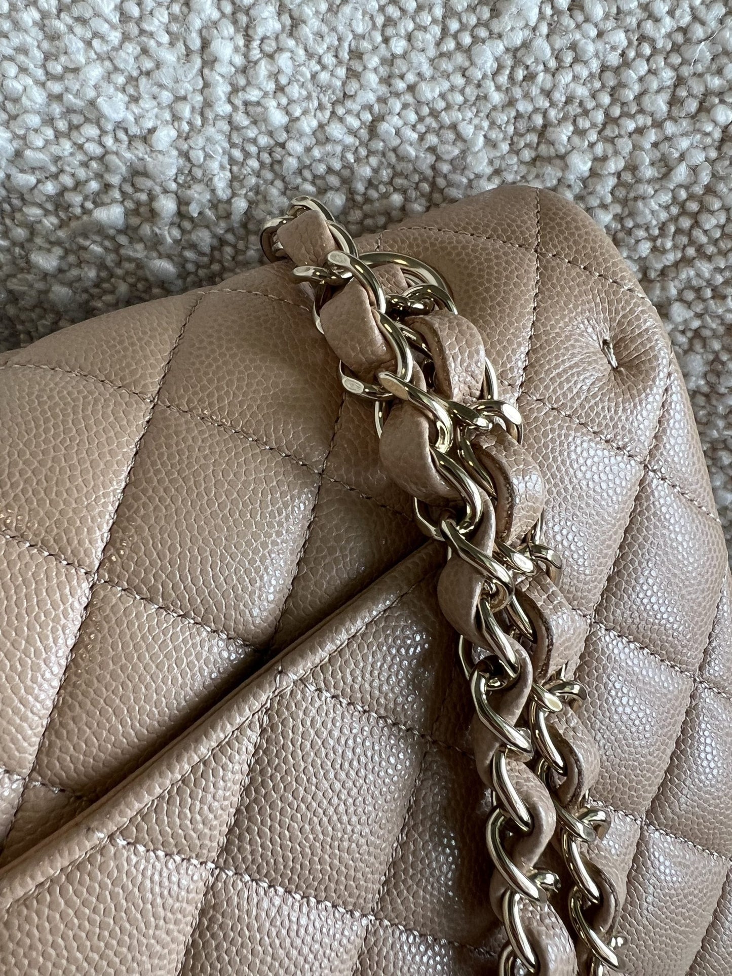 19B Dark Beige Caviar Quilted Classic Flap Medium LGHW