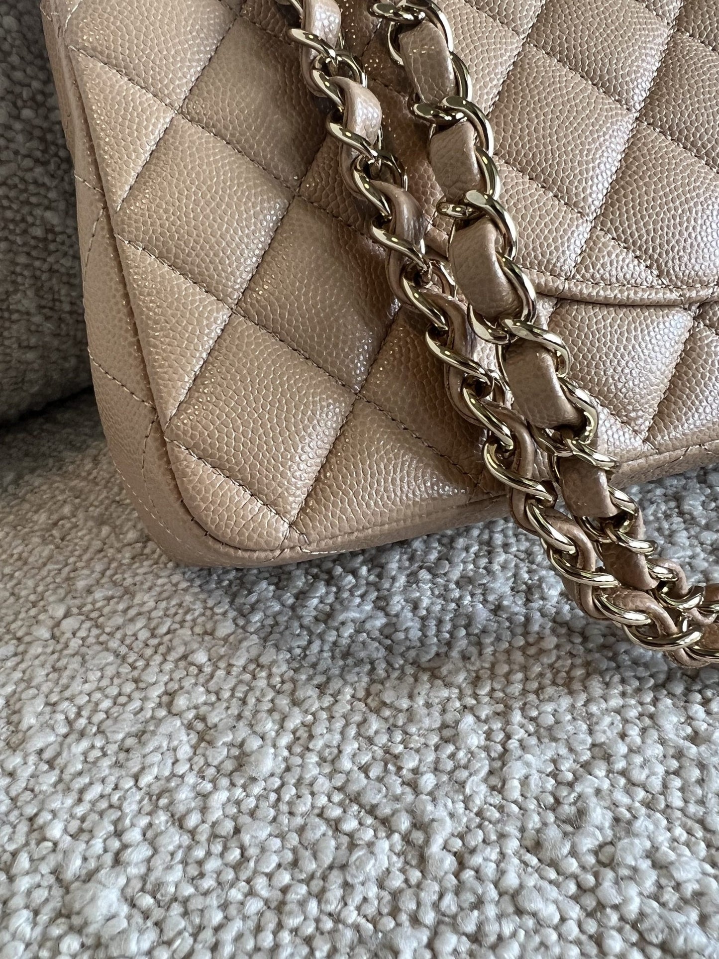 19B Dark Beige Caviar Quilted Classic Flap Medium LGHW