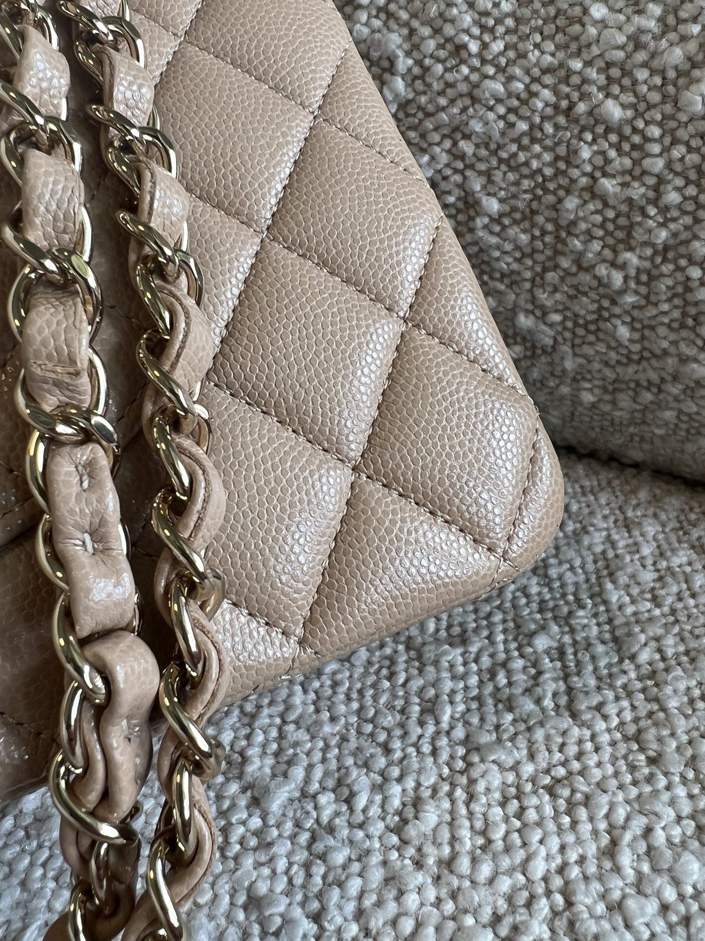 19B Dark Beige Caviar Quilted Classic Flap Medium LGHW