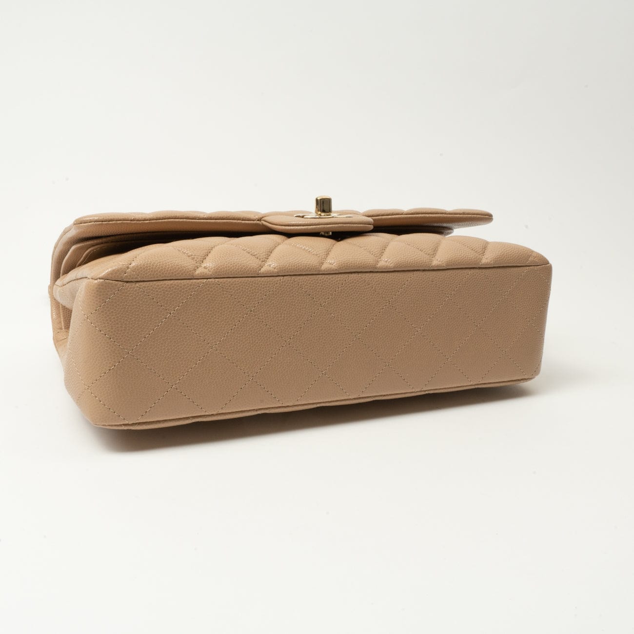 19B Dark Beige Caviar Quilted Classic Flap Medium LGHW