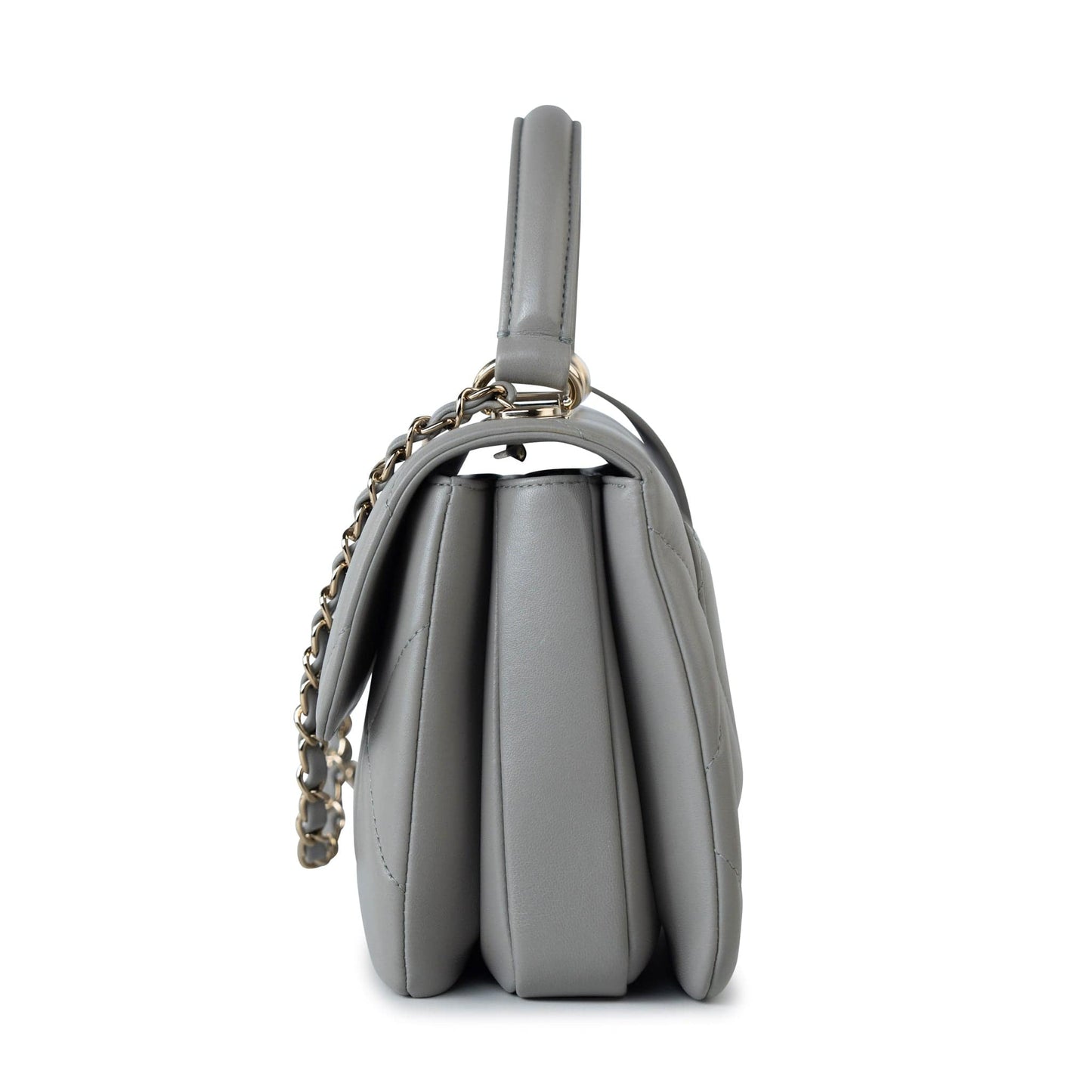 19B Grey Lambskin Quilted Trendy CC Light Gold Hardware