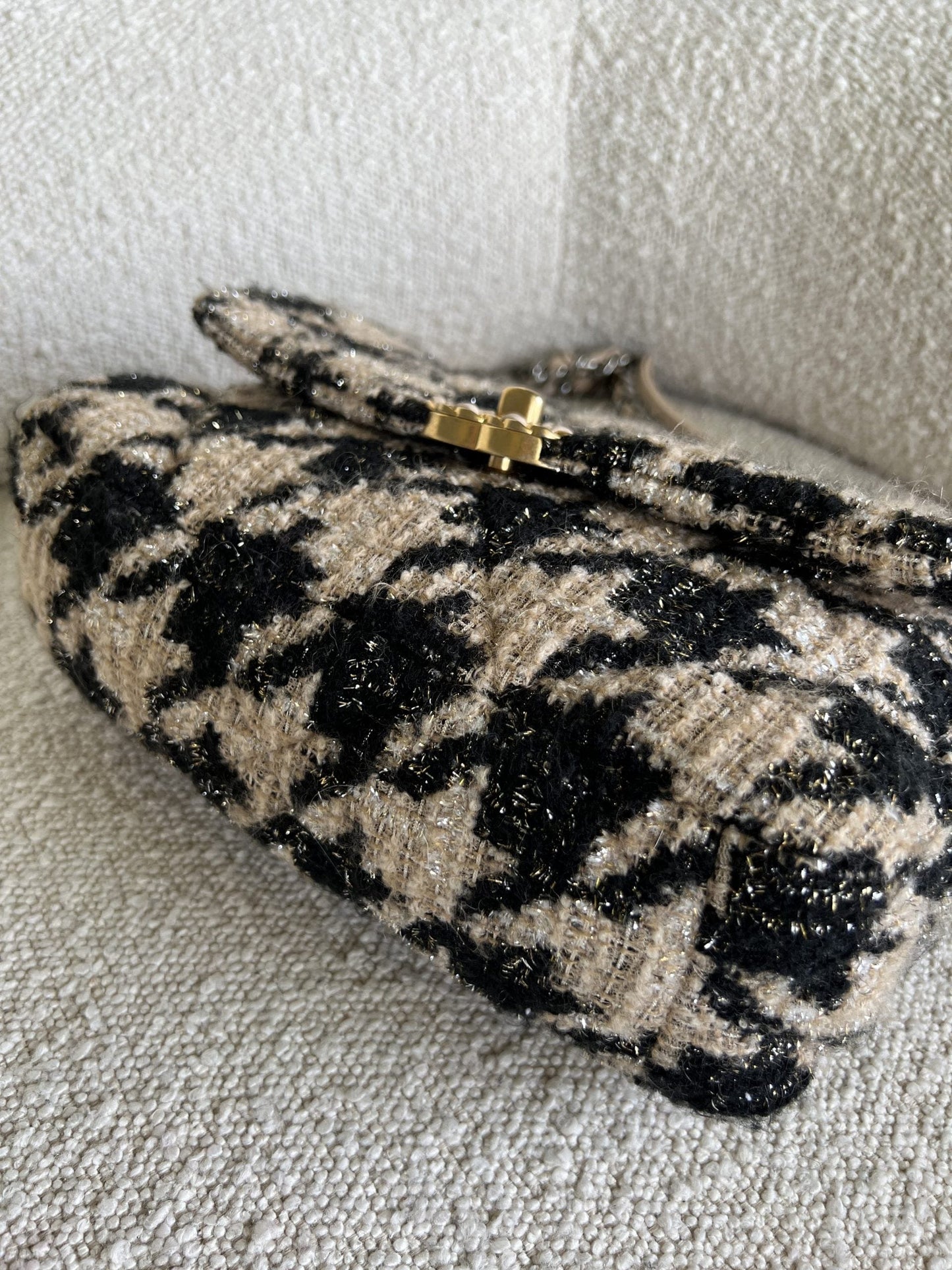 19K Houndstooth 19 Flap Beige/Black Small MHW