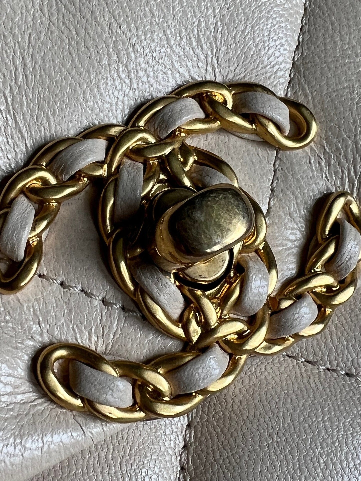 20A Small Beige Goatskin 19 Flap Mixed Hardware