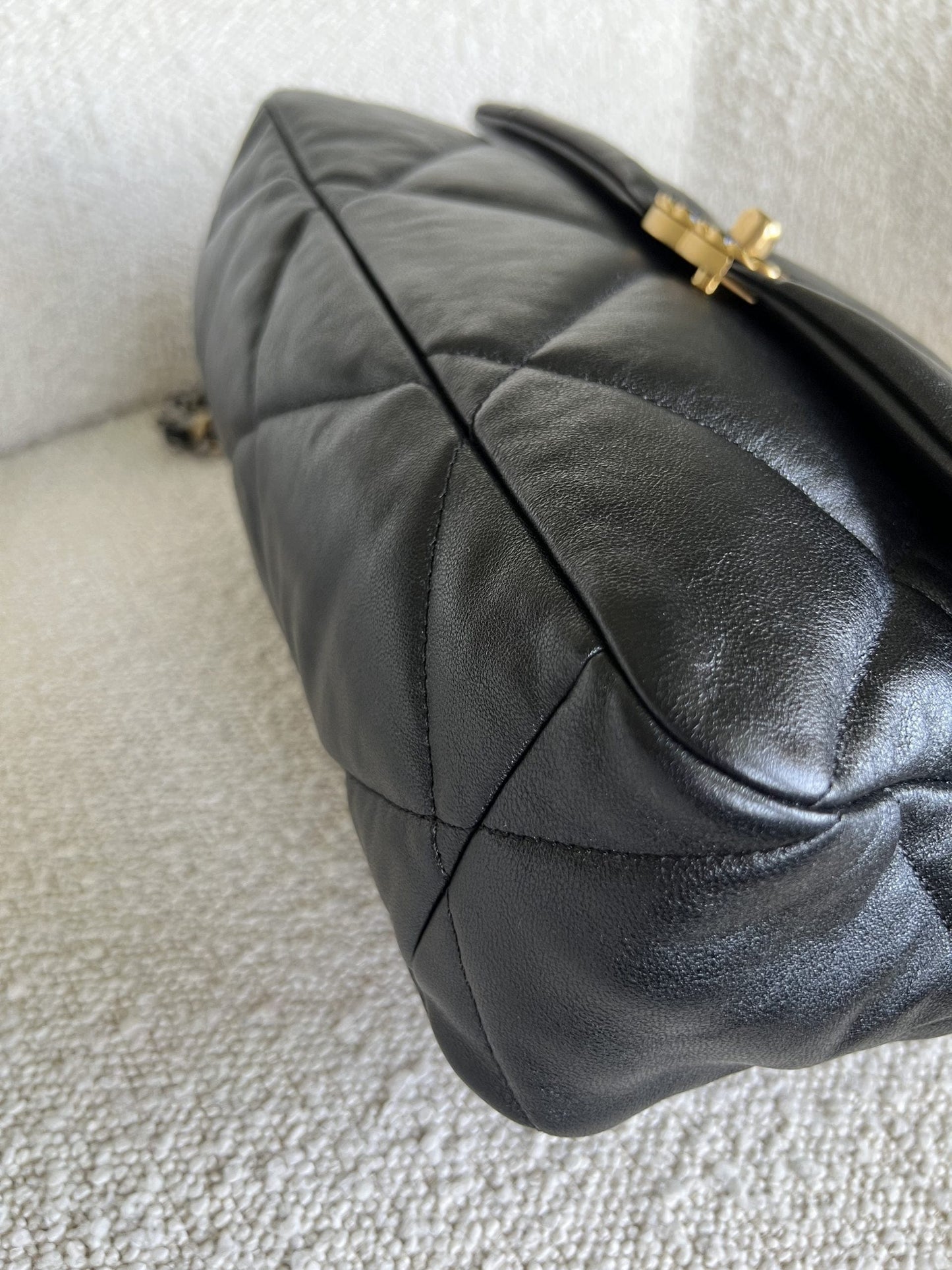 20C Black Lambskin Quilted 19 Flap Medium/Large Mixed Hardware