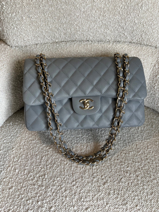 20C Grey Caviar Quilted Jumbo Classic Flap LGHW