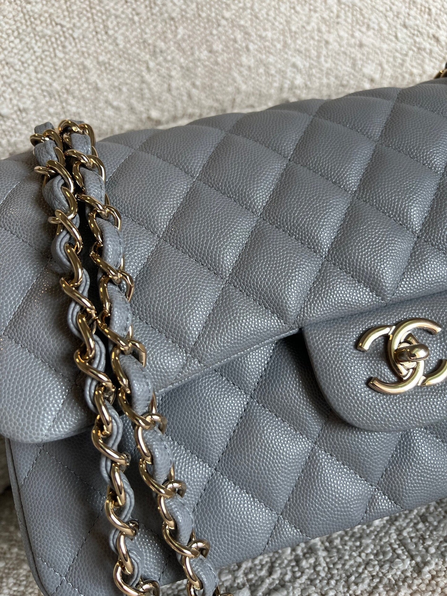 20C Grey Caviar Quilted Jumbo Classic Flap LGHW