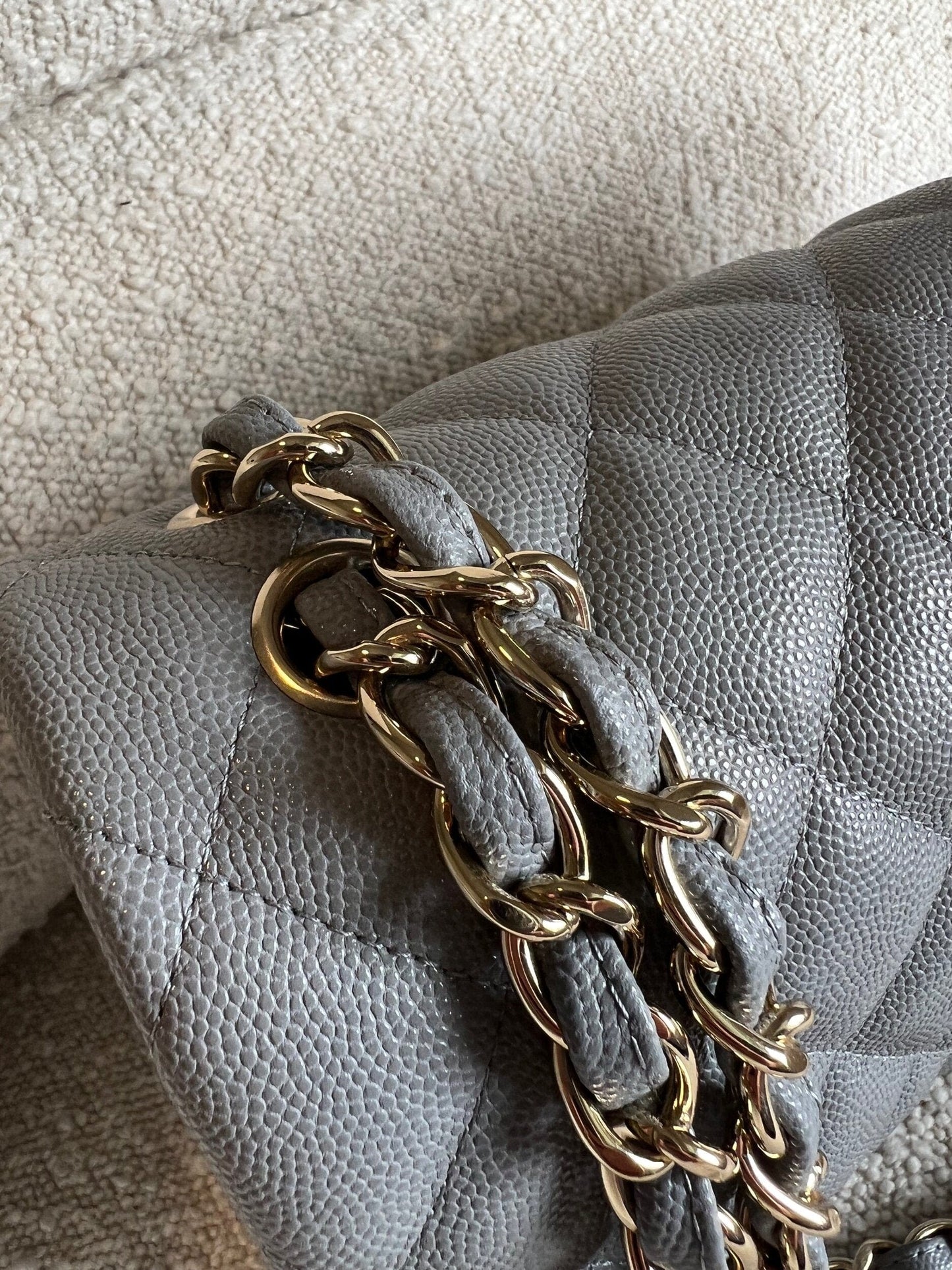 20C Grey Caviar Quilted Jumbo Classic Flap LGHW