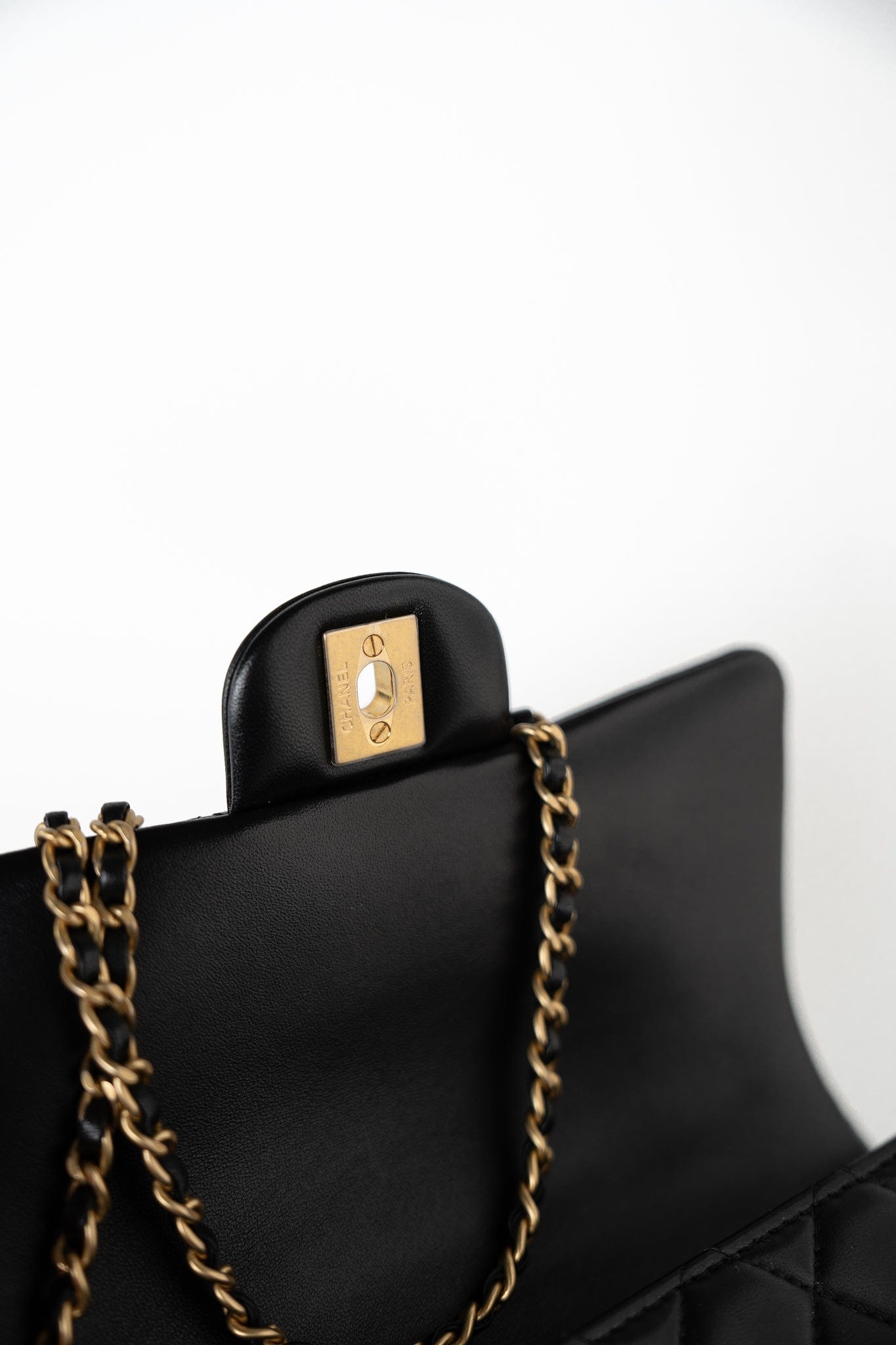 21A Black Lambskin Quilted Mini Top Handle Antique Gold Hardware