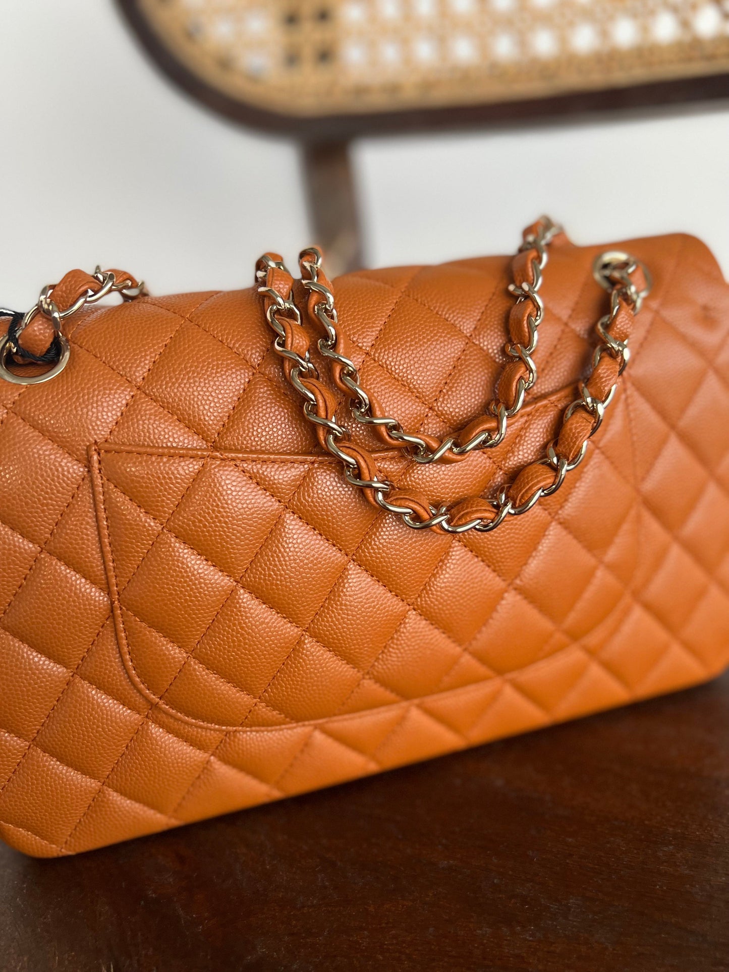 21A Caramel / Light Brown Caviar Quilted Classic Flap LGHW