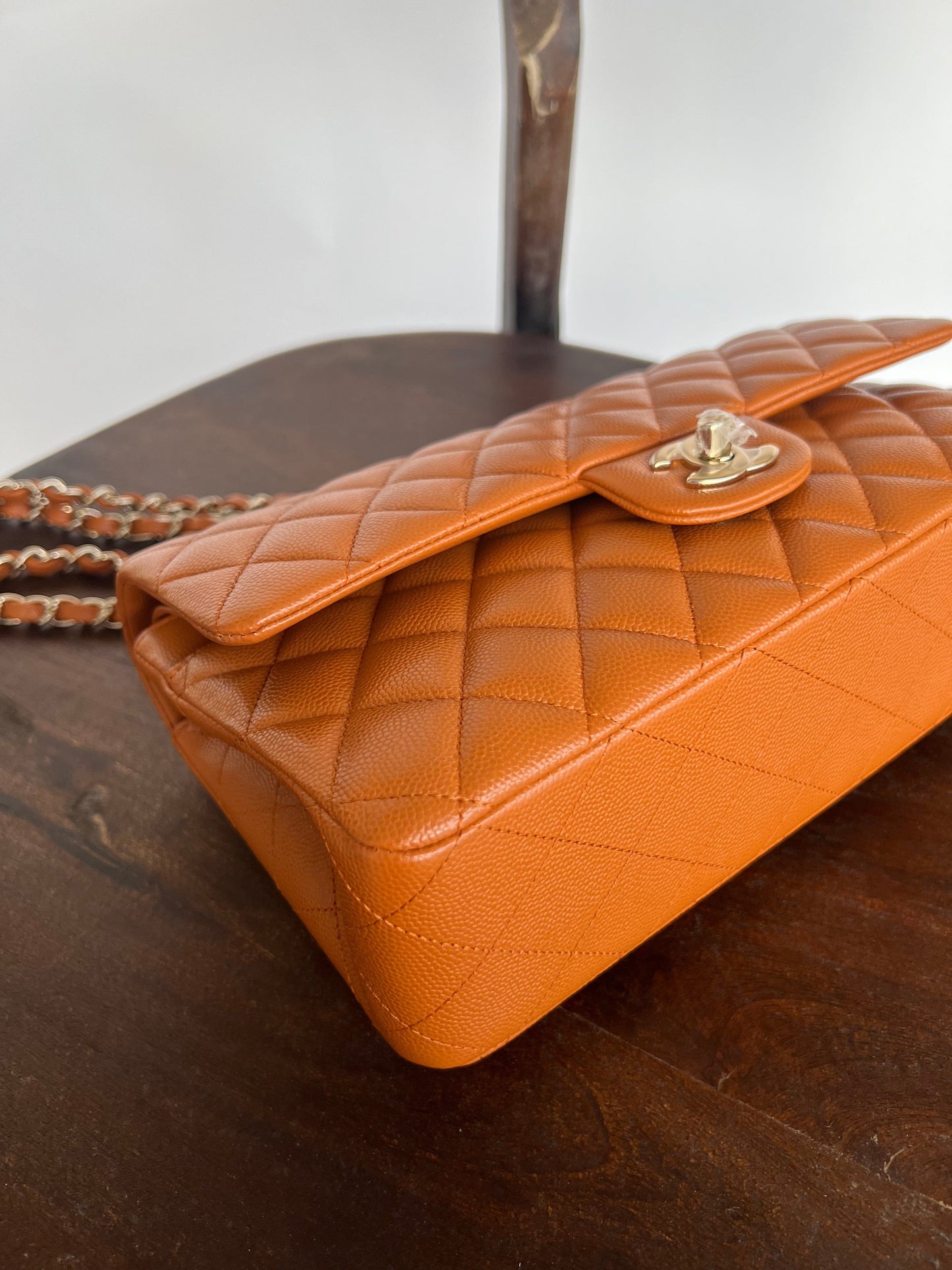 21A Caramel / Light Brown Caviar Quilted Classic Flap LGHW