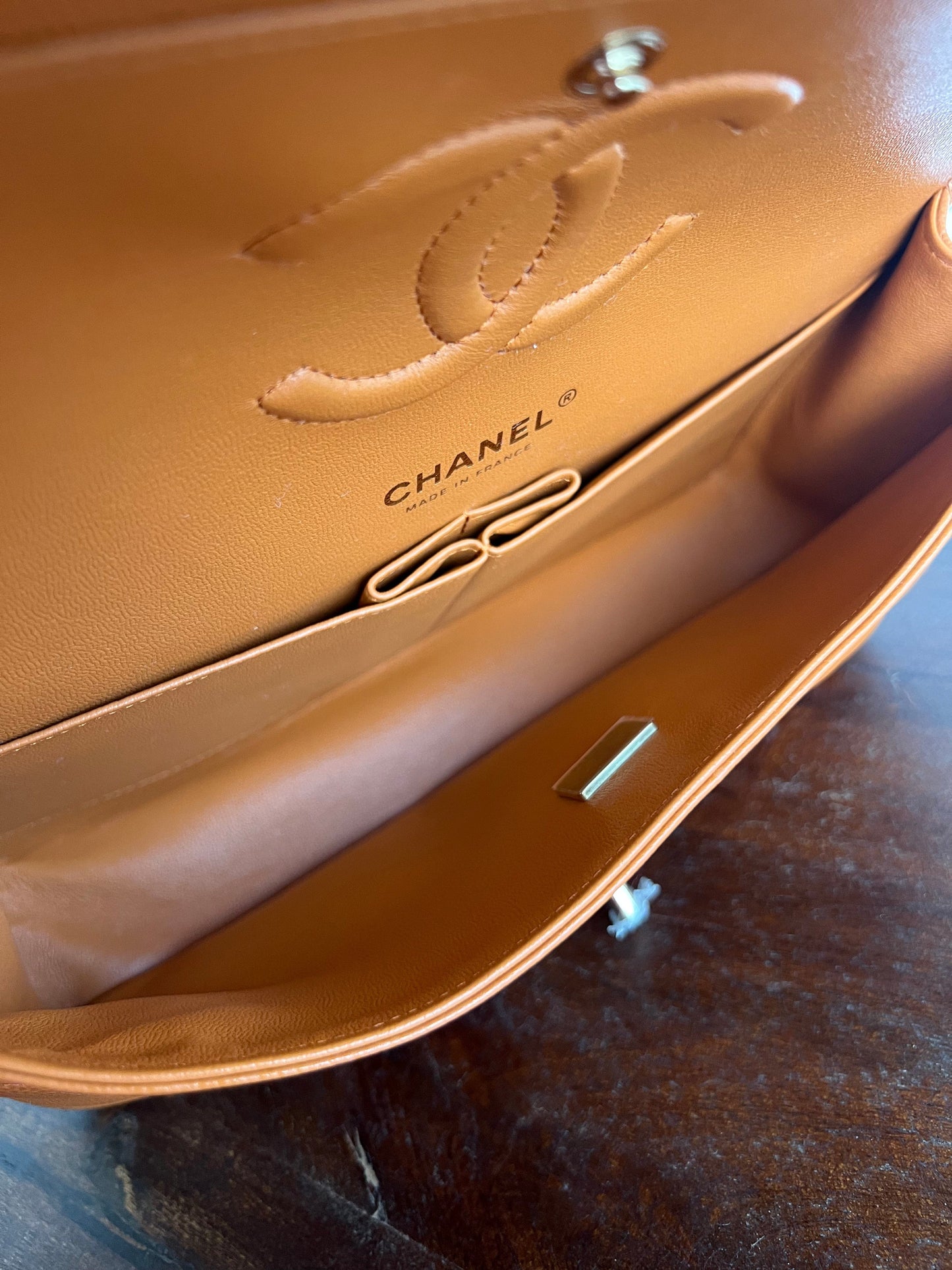 21A Caramel / Light Brown Caviar Quilted Classic Flap LGHW