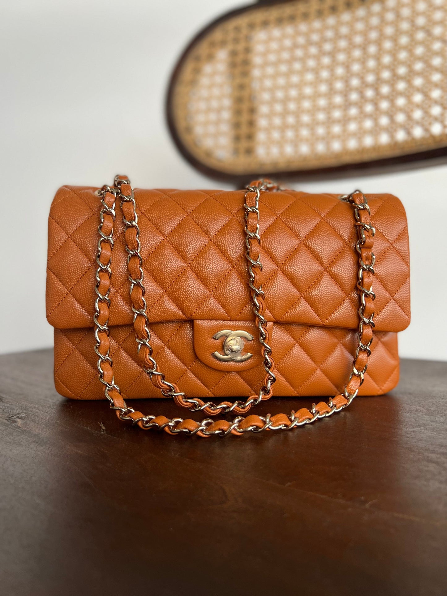 21A Caramel / Light Brown Caviar Quilted Classic Flap LGHW