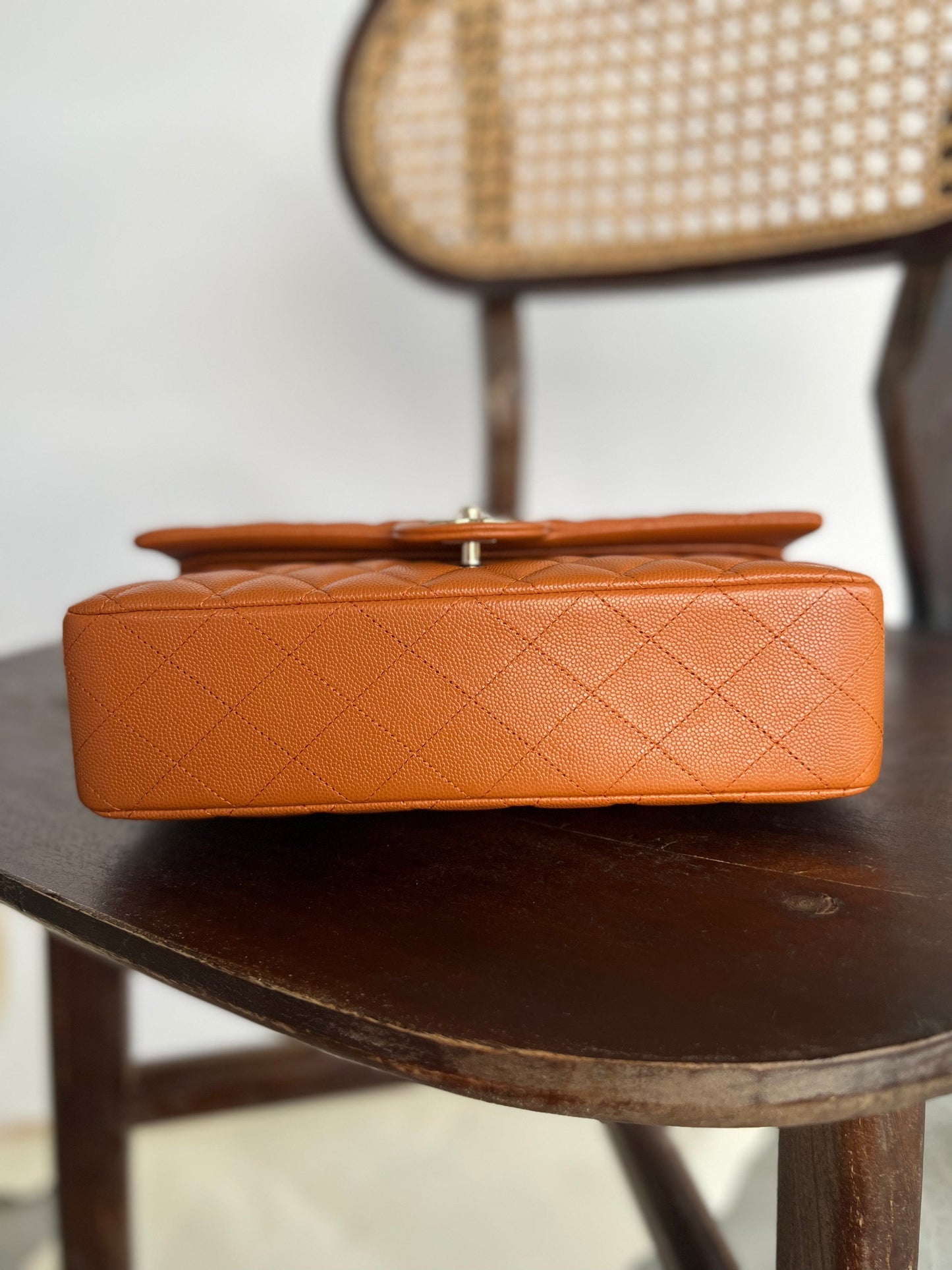 21A Caramel / Light Brown Caviar Quilted Classic Flap LGHW