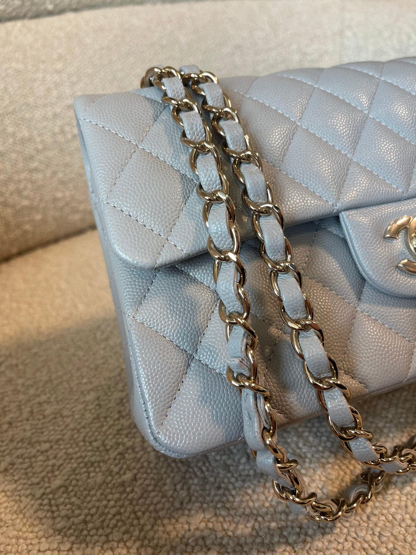 21A Grey Caviar Quilted Classic Flap Small LGHW